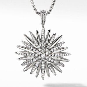 Fashion David Yurman Starburst Pendant in Sterling Silver with Pav?? Diamonds
